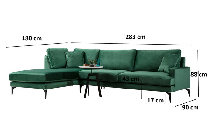 Atelier Del Sofa Sofá Esquinero Papira Corner CHL+3R Verde 283 x 180 x 90 cm